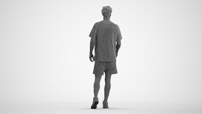 3D scanned man sport, photorealistic archviz people for Enscape and SketchUp, wireframe front view