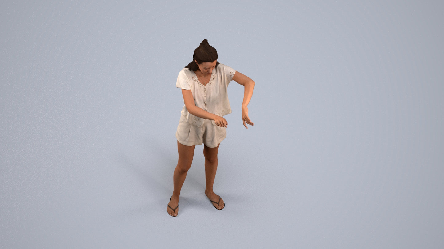 realistic 3D people woman casual standing, render-ready for V-Ray and Corona, FBX OBJ, back view render