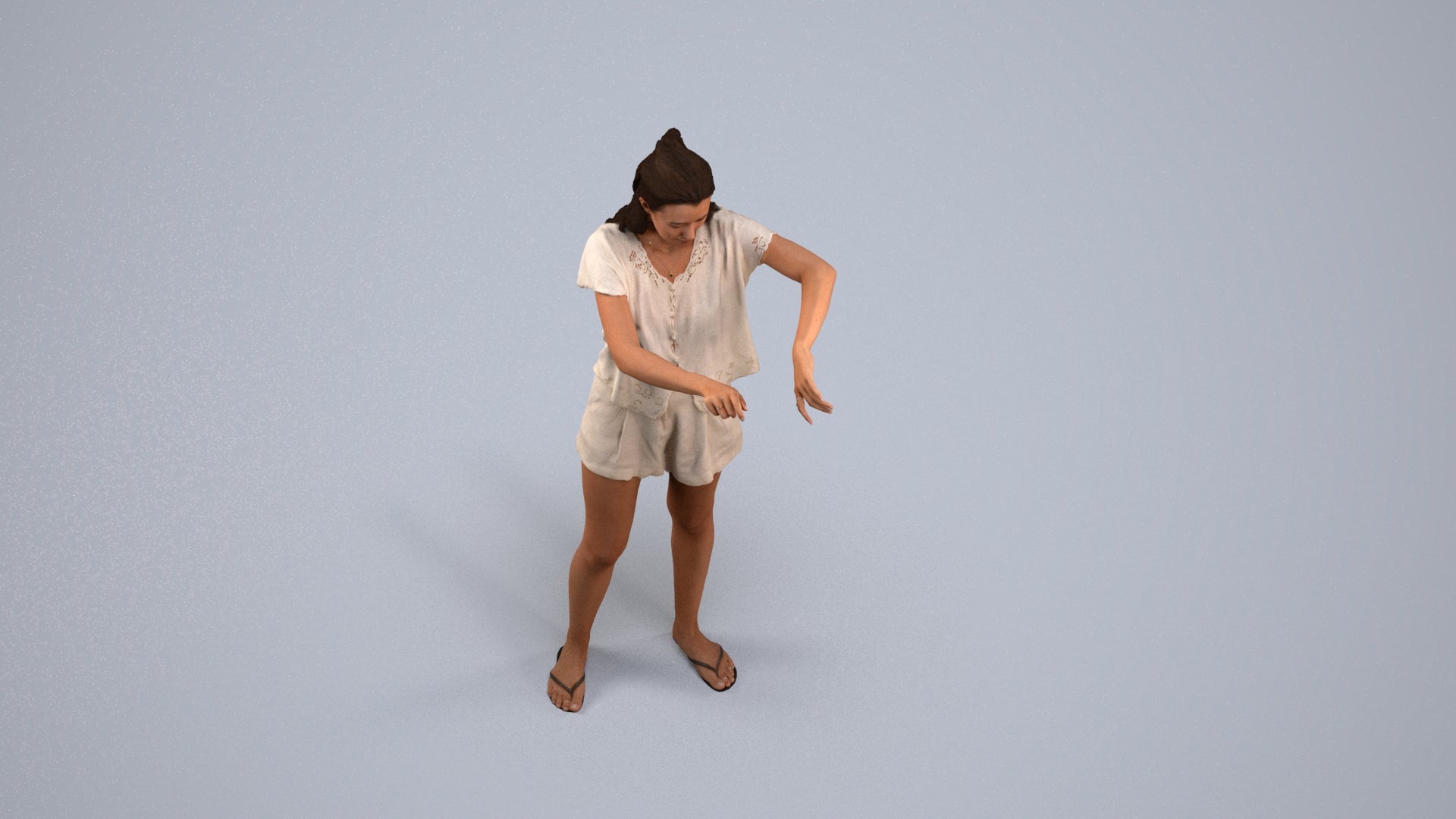 realistic 3D people woman casual standing, render-ready for V-Ray and Corona, FBX OBJ, back view render