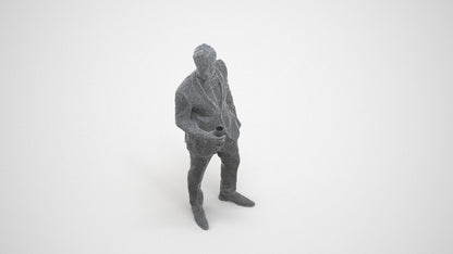 scanned 3D man formal formalaffairs, photogrammetry people for Enscape and V-Ray, wireframe three-quarter view