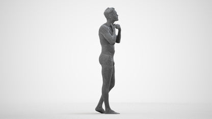 photogrammetry 3D man mix, realistic human model archviz FBX, wireframe side view