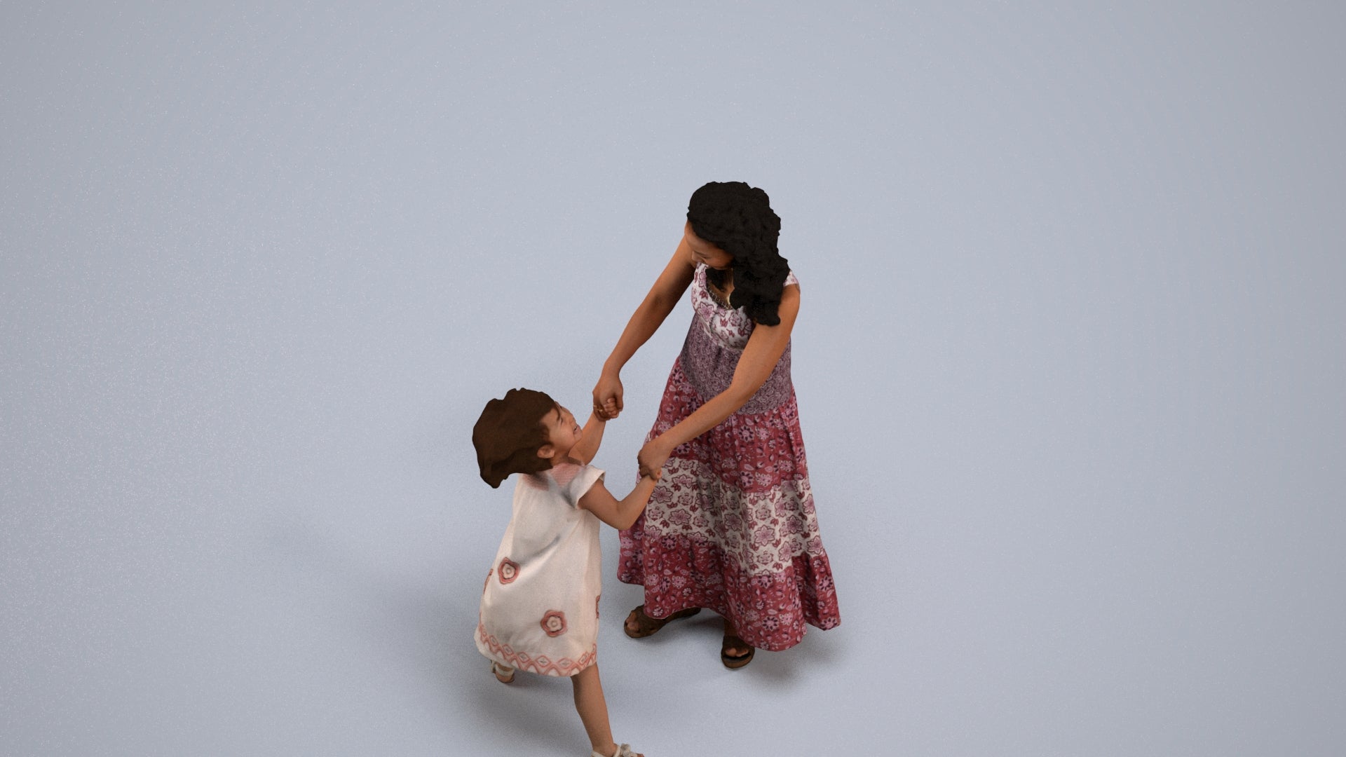 3D scanned girl kids casual, photorealistic archviz people for Enscape and SketchUp, back view render