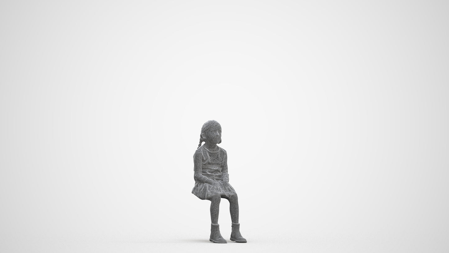 realistic 3D human girl casual kids, archviz people FBX OBJ for Blender, three-quarter front view render