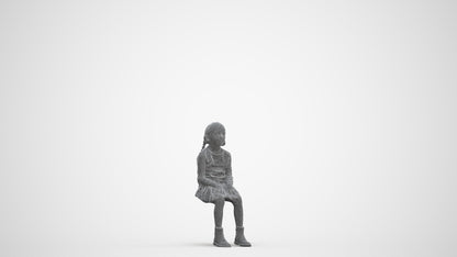 realistic 3D human girl casual kids, archviz people FBX OBJ for Blender, three-quarter front view render