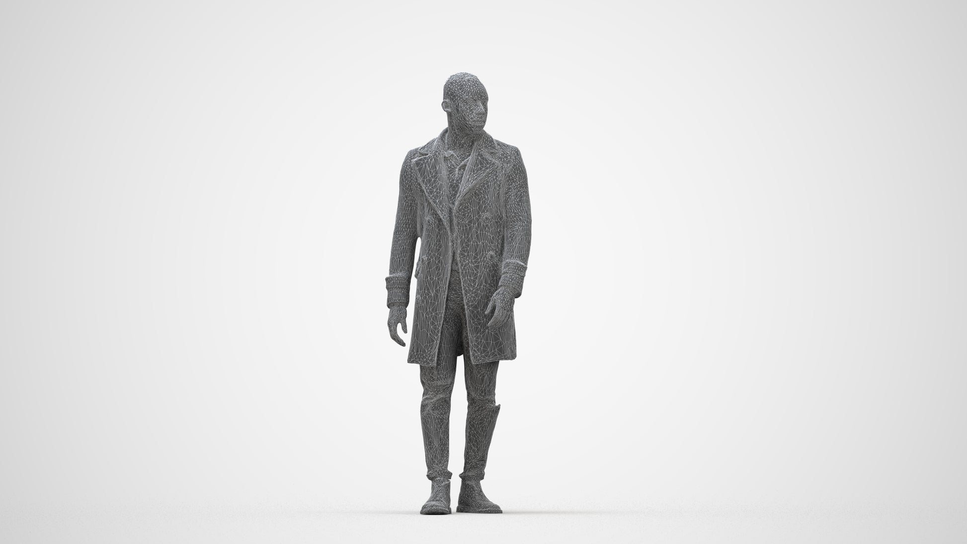 3D people model man casual walking, scanned human for 3ds Max rendering, wireframe back view