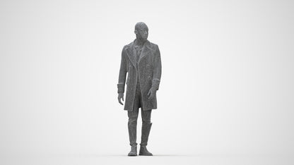 3D people model man casual walking, scanned human for 3ds Max rendering, wireframe back view