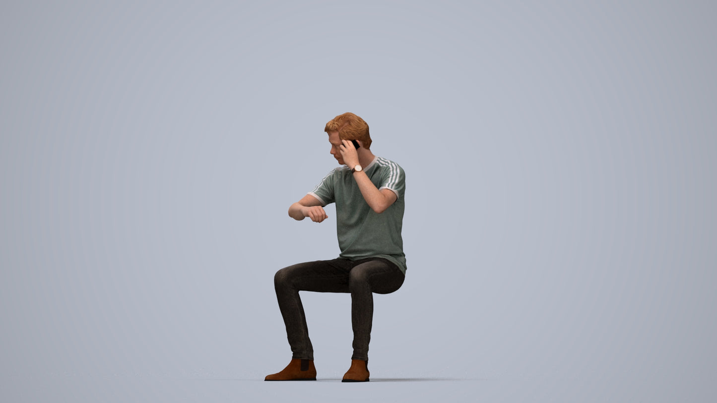 3D people model man casual couple, scanned human for 3ds Max rendering, top-down view render