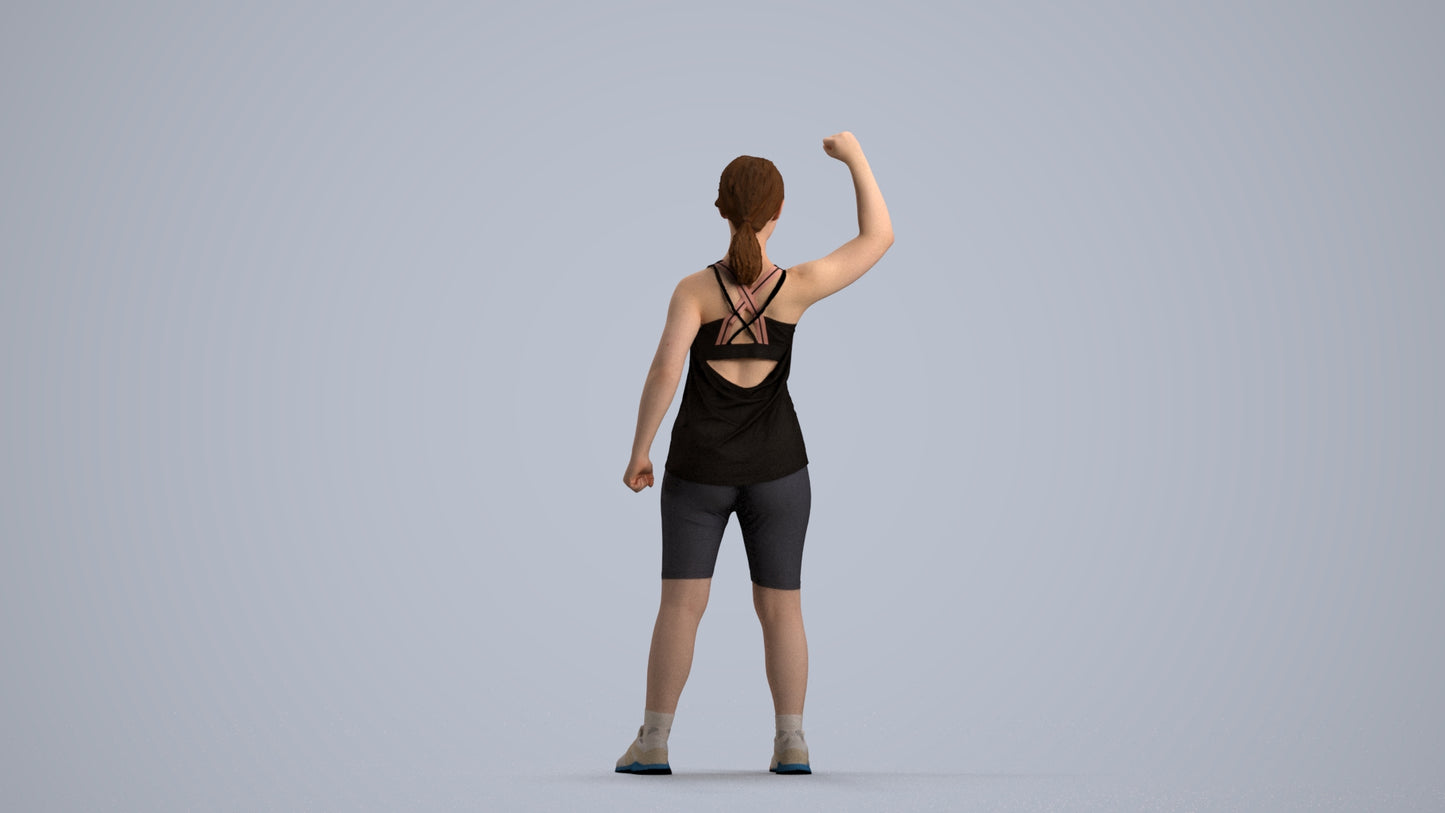 3D scanned girl sport, photorealistic archviz people for Enscape and SketchUp, front view render
