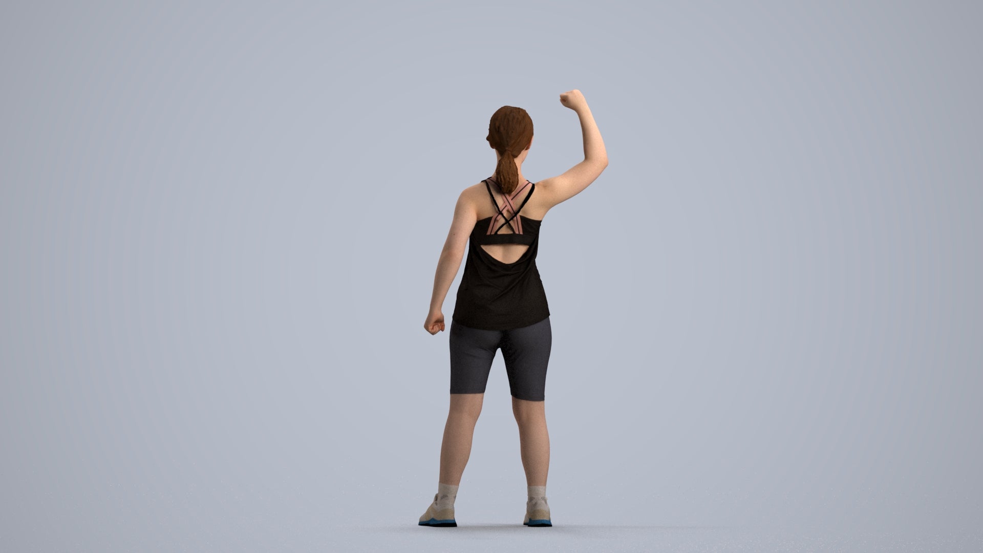 3D scanned girl sport, photorealistic archviz people for Enscape and SketchUp, front view render