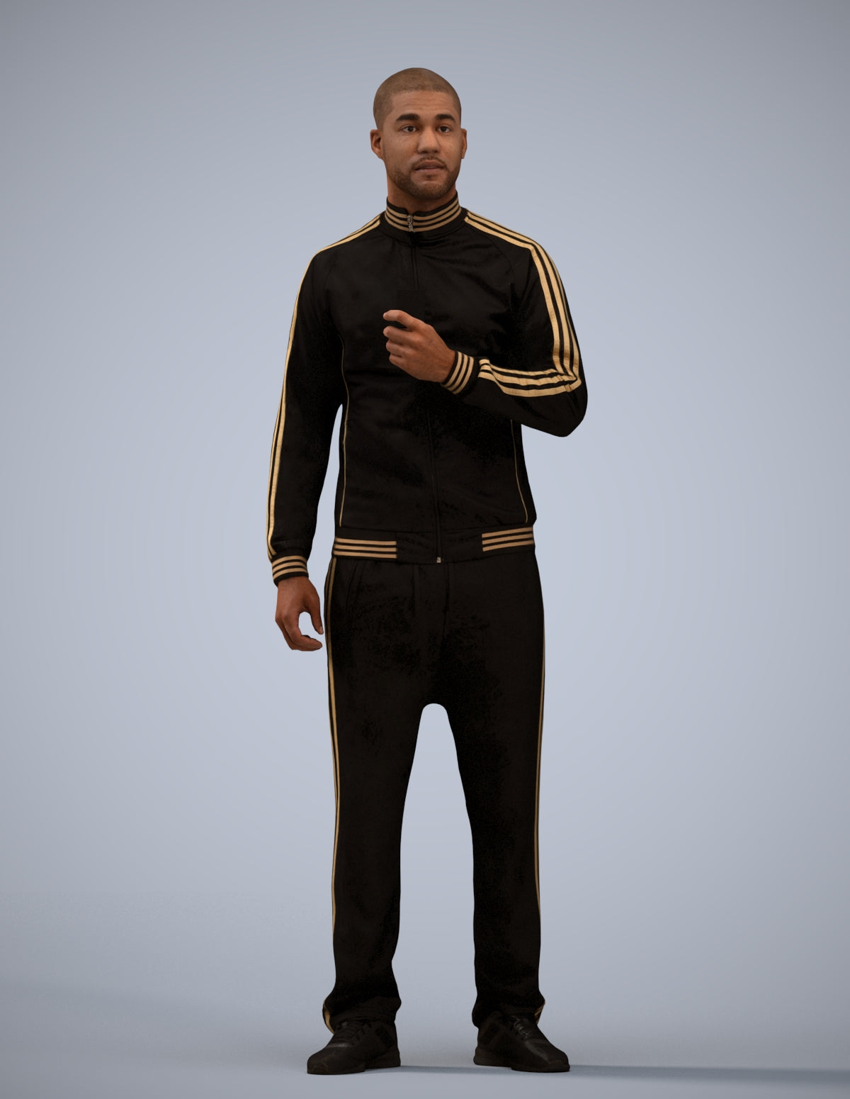 3D scanned man standing sport, photorealistic archviz people for Enscape and SketchUp