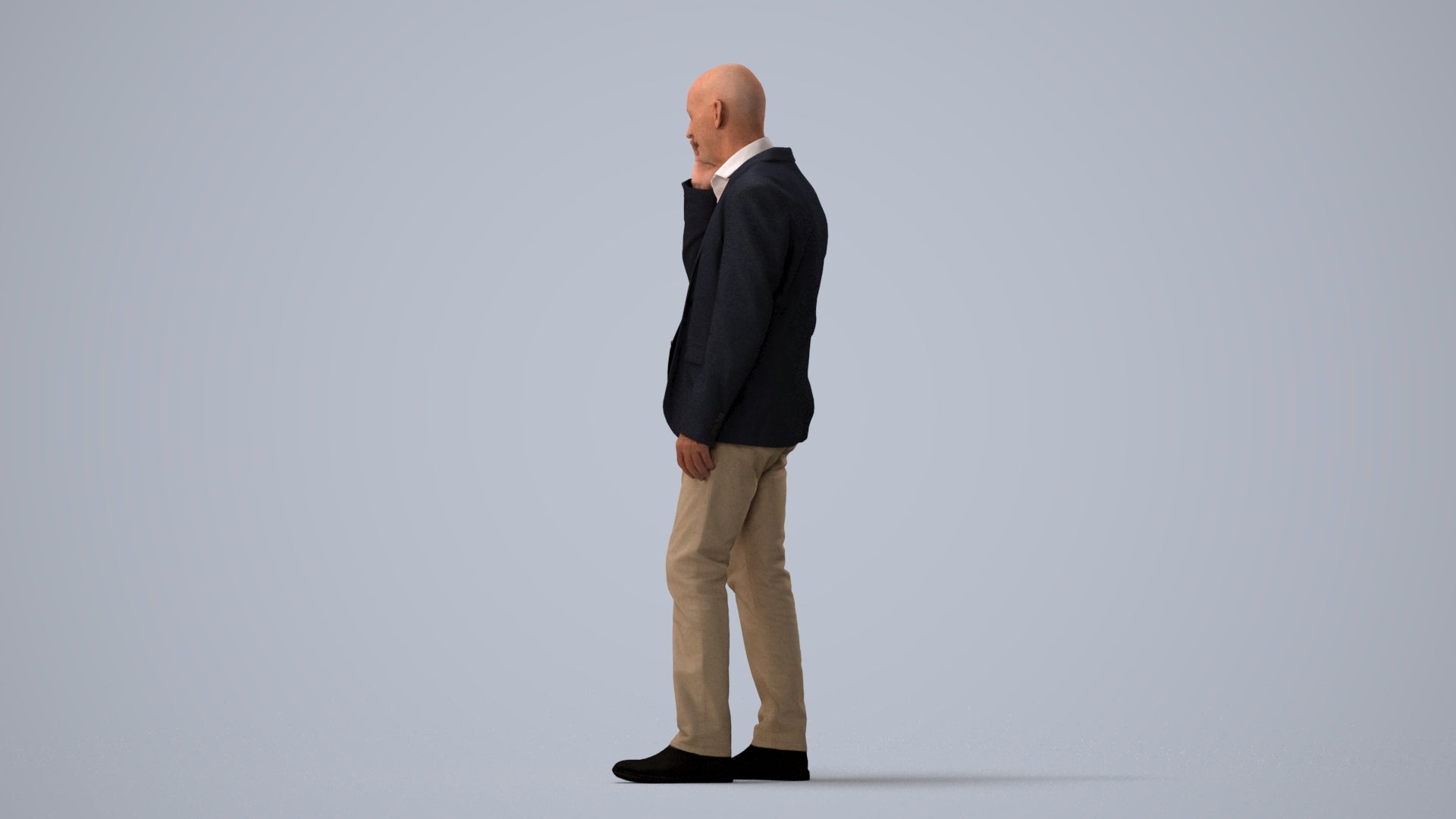scanned 3D senior man business, photogrammetry people for Enscape and V-Ray, three-quarter view render