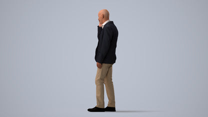 scanned 3D senior man business, photogrammetry people for Enscape and V-Ray, three-quarter view render
