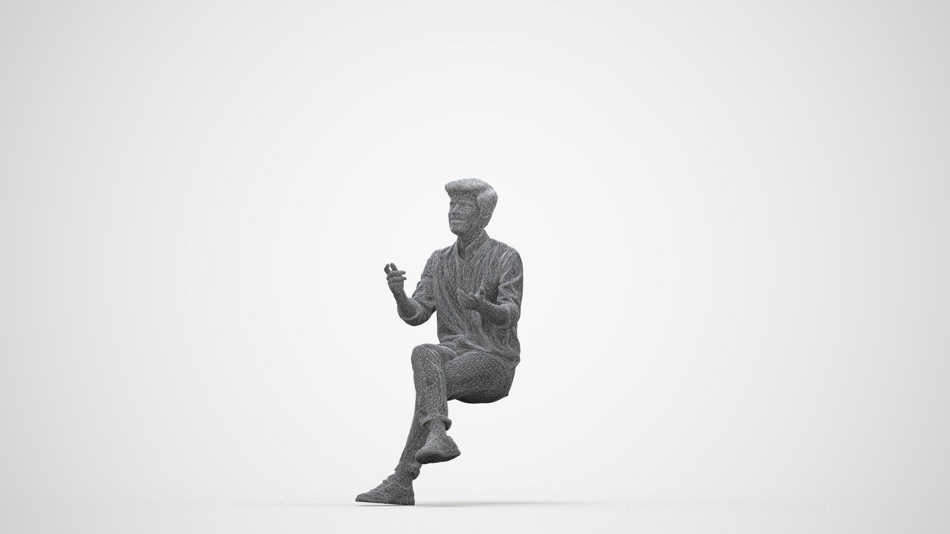 photogrammetry 3D man casual pool, realistic human model archviz FBX, wireframe back view