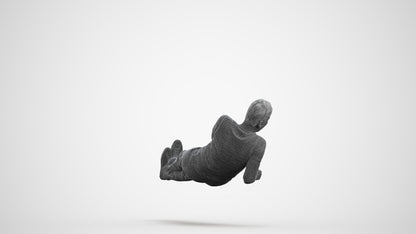 3D people model man casual sitting, scanned human for 3ds Max rendering, wireframe front view