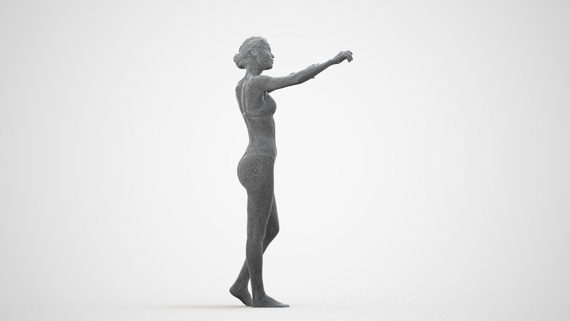 photogrammetry 3D woman bathroom, realistic human model archviz FBX, wireframe side view