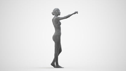 photogrammetry 3D woman bathroom, realistic human model archviz FBX, wireframe side view