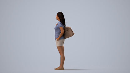 scanned 3D woman casual standing, photogrammetry people for Enscape and V-Ray, three-quarter view render