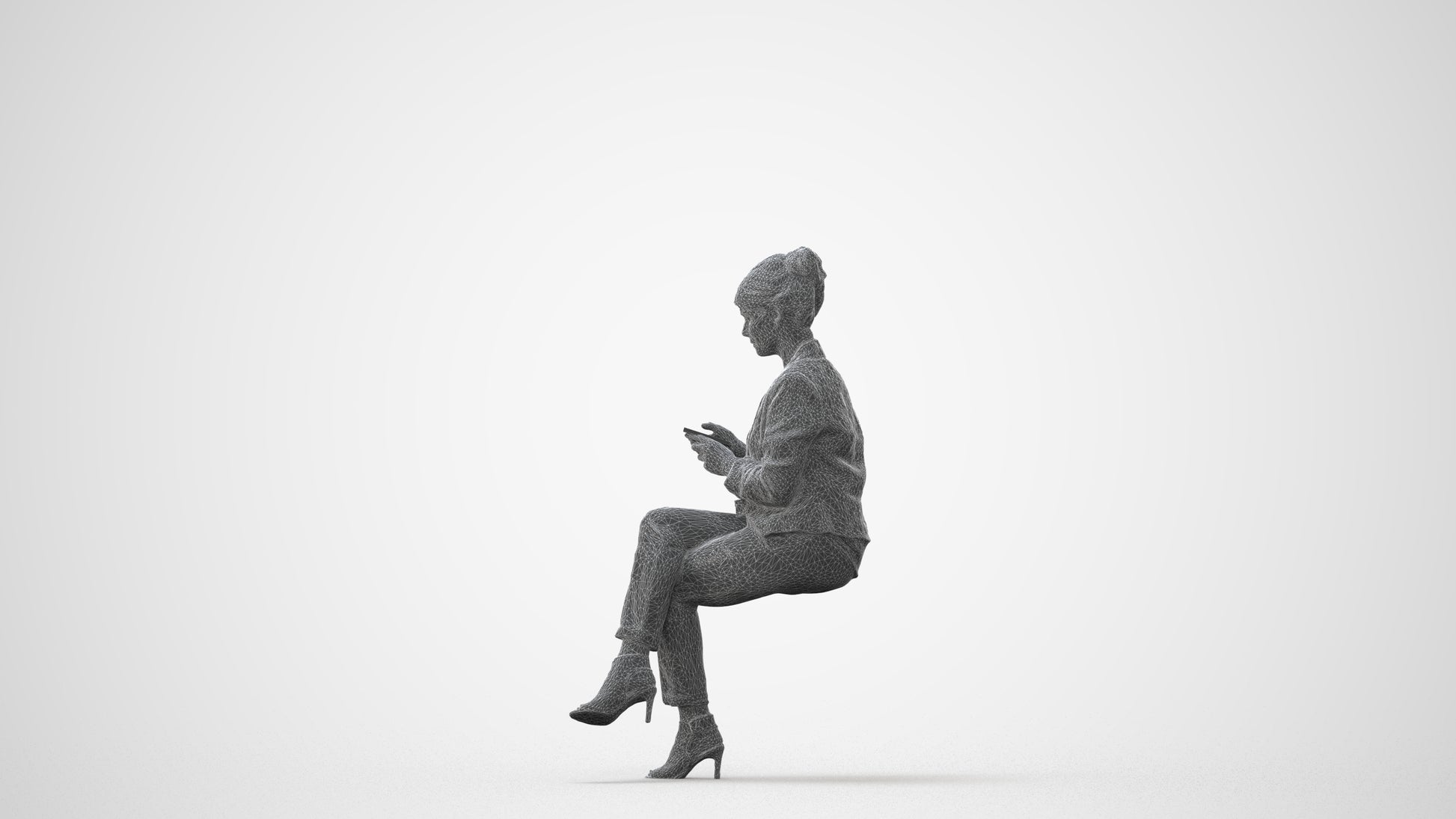 3D people model woman business sitting, scanned human for 3ds Max rendering, square thumbnail