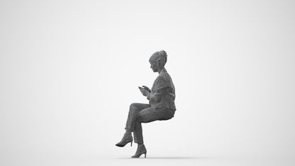 3D people model woman business sitting, scanned human for 3ds Max rendering, square thumbnail