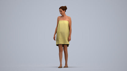 scanned 3D woman casual bathroom, photogrammetry people for Enscape and V-Ray, standing pose render