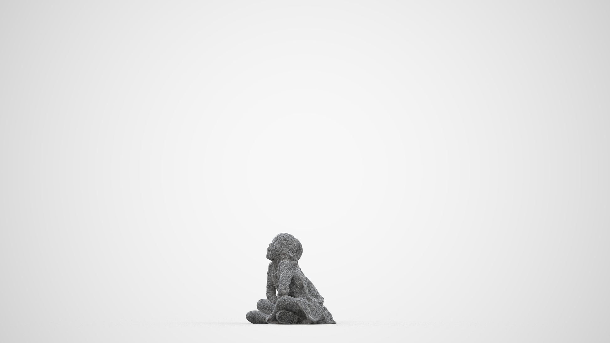 3D people model girl casual kids, scanned human for 3ds Max rendering, wireframe back view