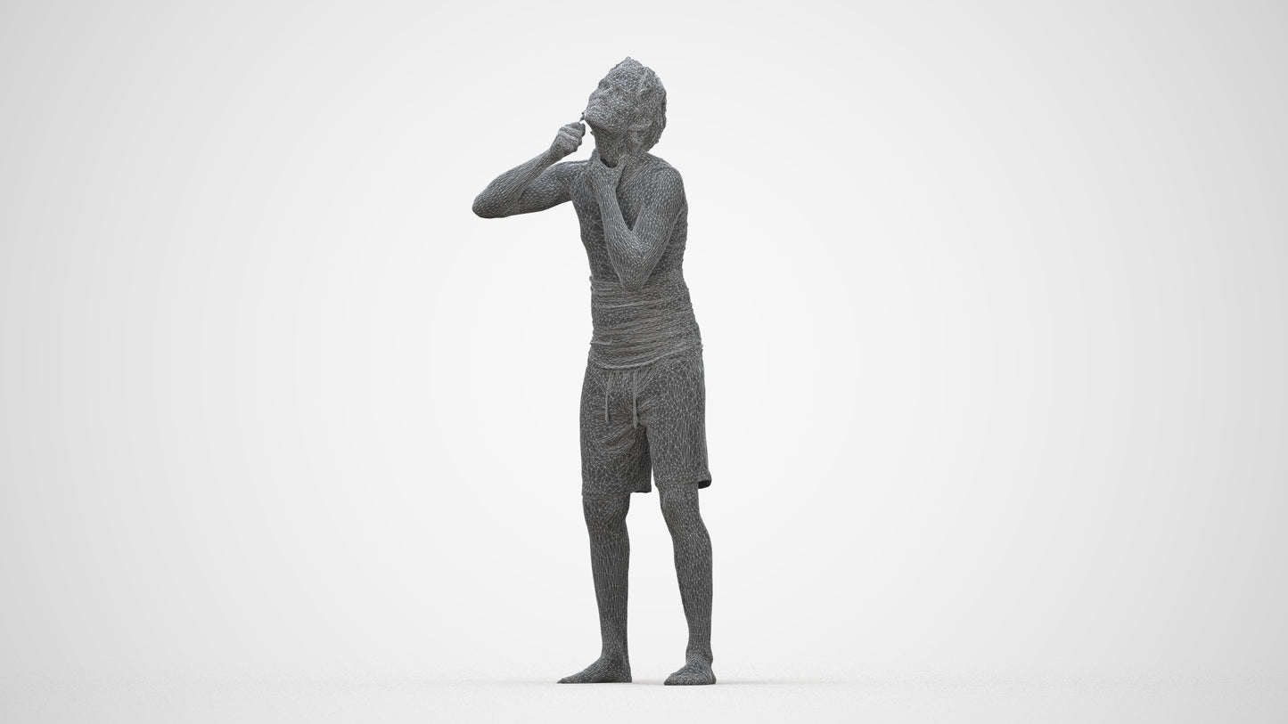 realistic 3D human man bathroom, archviz people FBX OBJ for Blender, wireframe back view