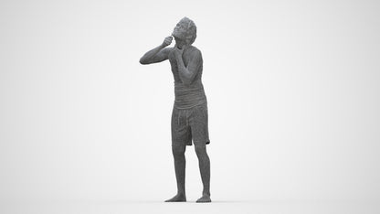 realistic 3D human man bathroom, archviz people FBX OBJ for Blender, wireframe back view