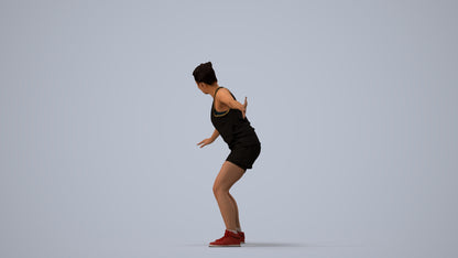 photogrammetry 3D woman sport, realistic human model archviz FBX, three-quarter view render