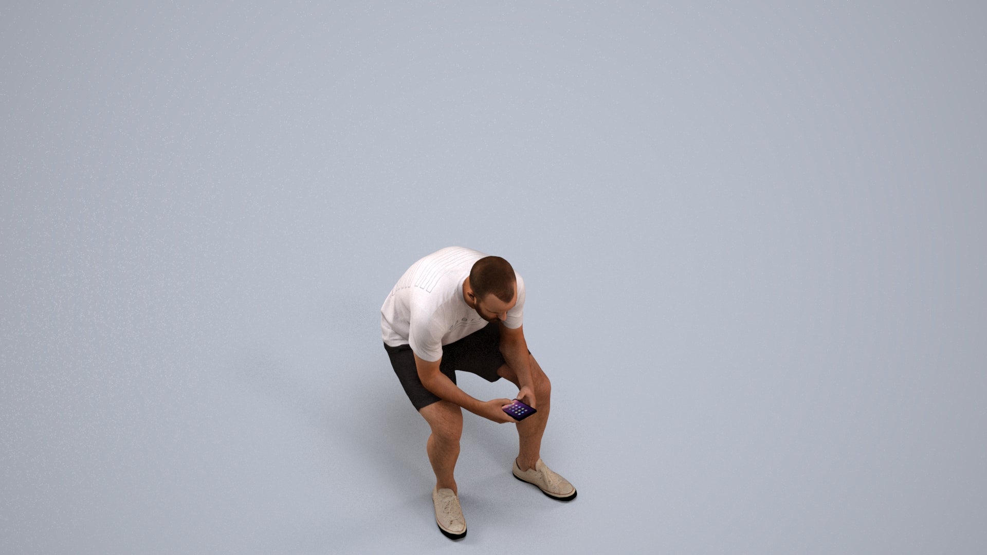 realistic 3D human man casual sitting, archviz people FBX OBJ for Blender, back view render