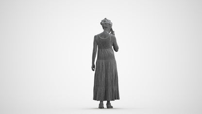 3D people model woman casual standing, scanned human for 3ds Max rendering, wireframe front view