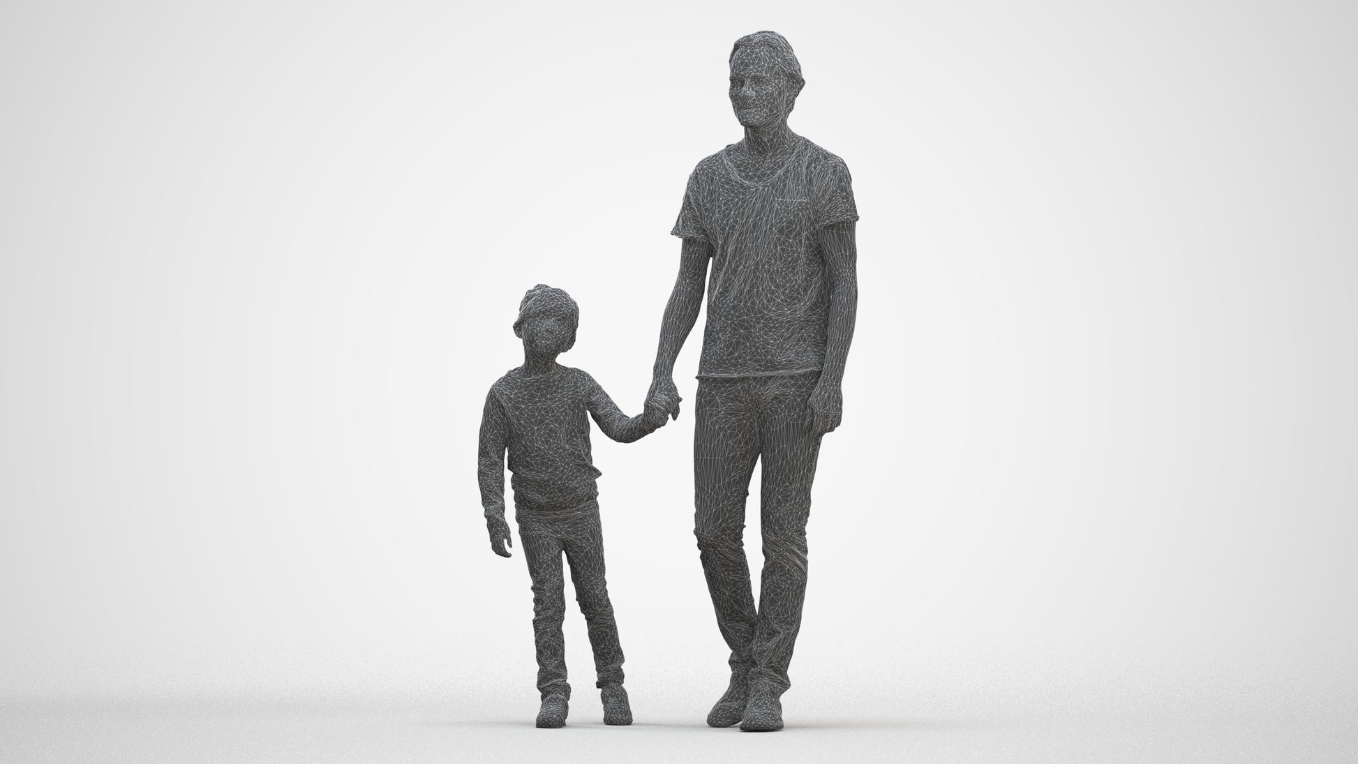 3D people model boy casual kids, scanned human for 3ds Max rendering, three-quarter front view render