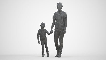 3D people model boy casual kids, scanned human for 3ds Max rendering, three-quarter front view render