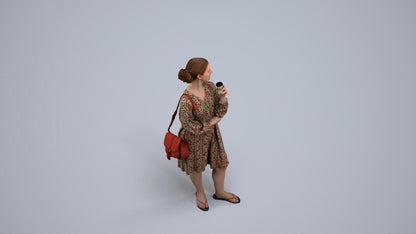 3D human model girl casual kids, photogrammetry scanned person for archviz, back view render