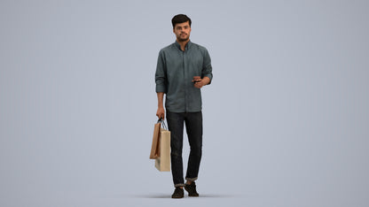 photogrammetry 3D man casual standing, realistic human model archviz FBX, standing pose render