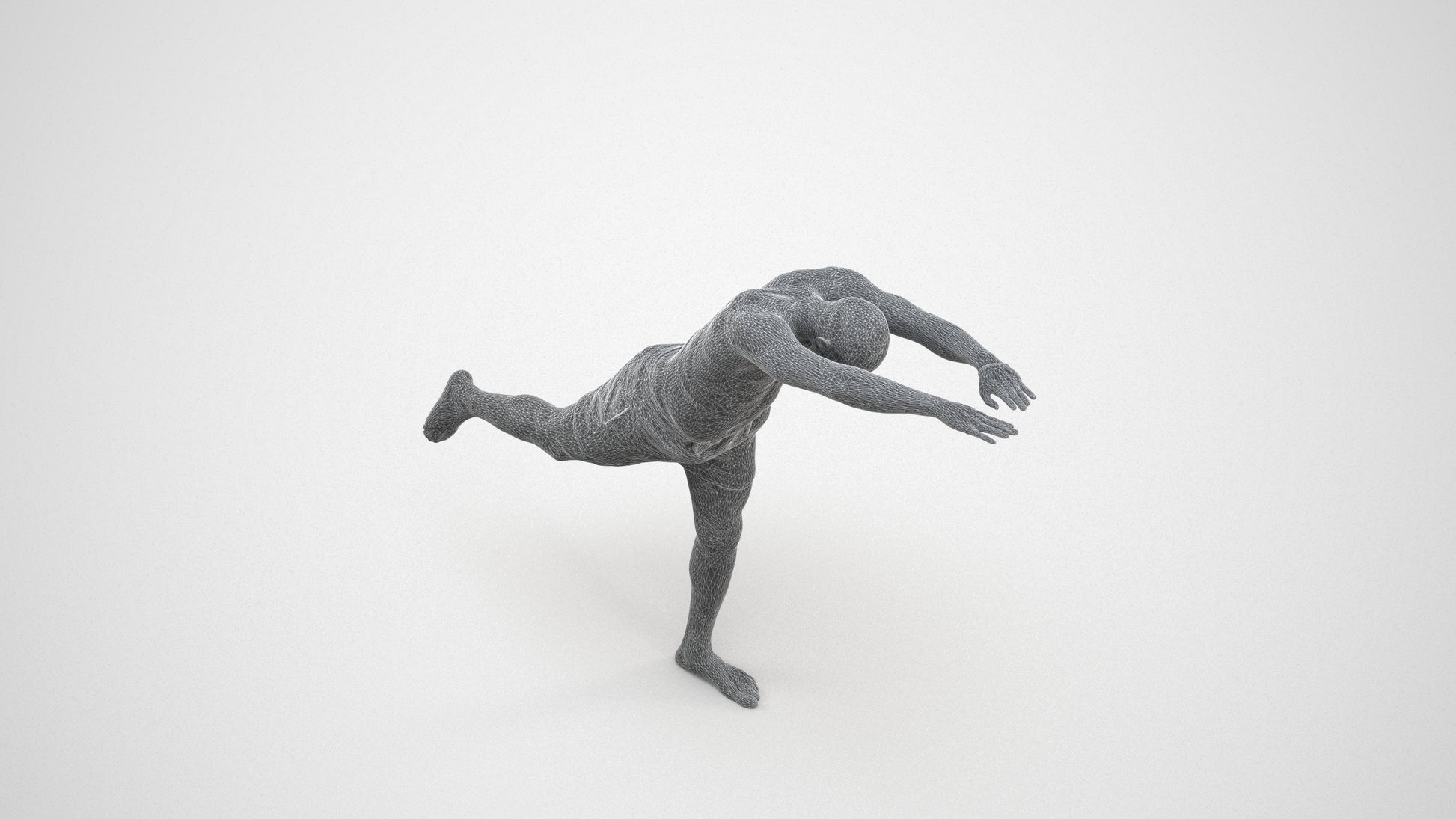 photogrammetry 3D man pool, realistic human model archviz FBX, wireframe three-quarter view