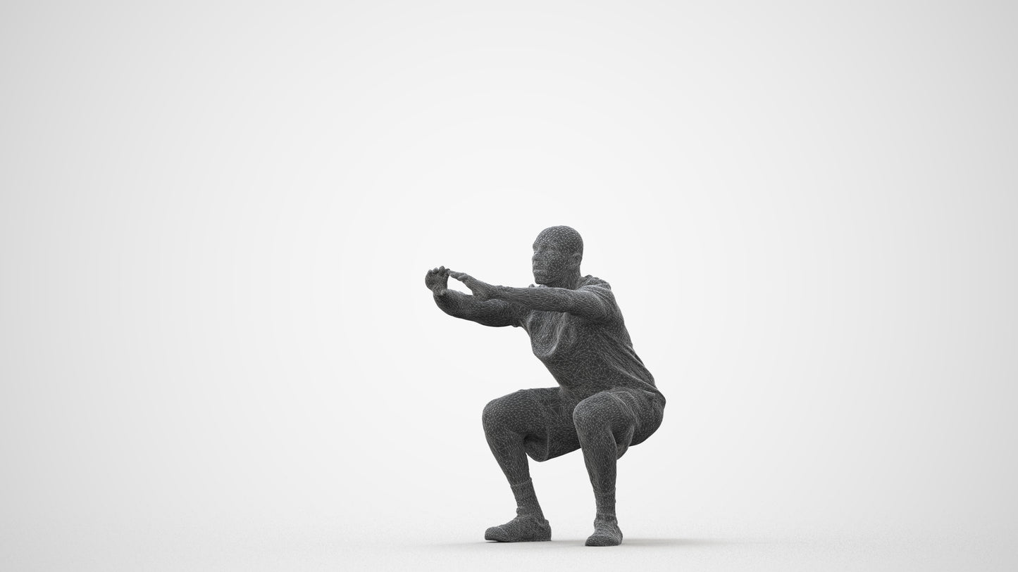 photogrammetry 3D man sport, realistic human model archviz FBX, square thumbnail
