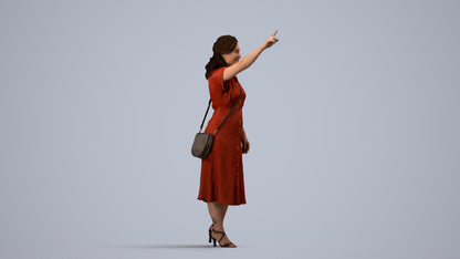 photogrammetry 3D woman casual standing, realistic human model archviz FBX, side view render
