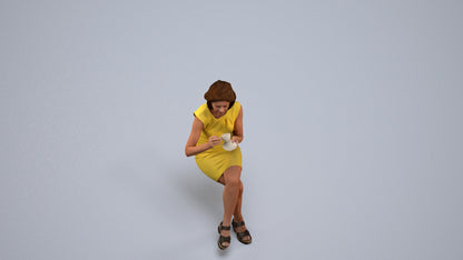 photogrammetry 3D woman business sitting, realistic human model archviz FBX, back view render