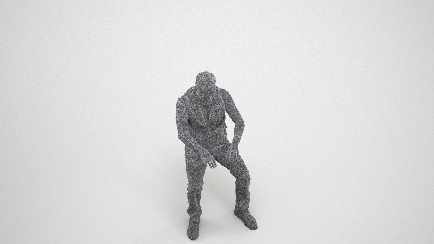 realistic 3D people man casual business, render-ready for V-Ray and Corona, FBX OBJ, wireframe three-quarter view