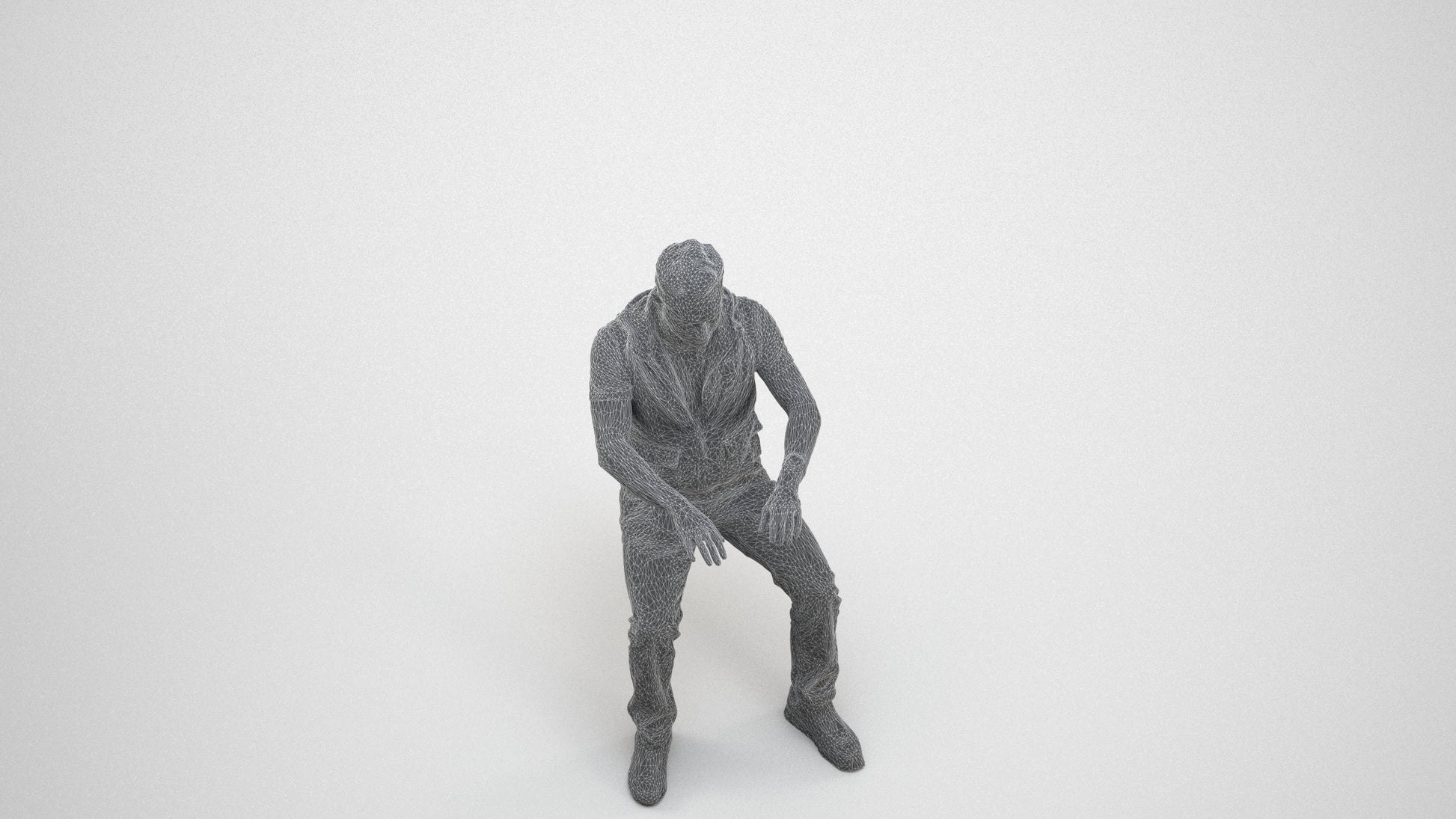 realistic 3D people man casual business, render-ready for V-Ray and Corona, FBX OBJ, wireframe three-quarter view