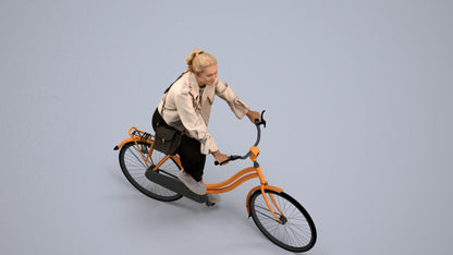 3D people model woman casual cycling, scanned human for 3ds Max rendering, back view render