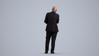 3D people model senior man business, scanned human for 3ds Max rendering, front view render