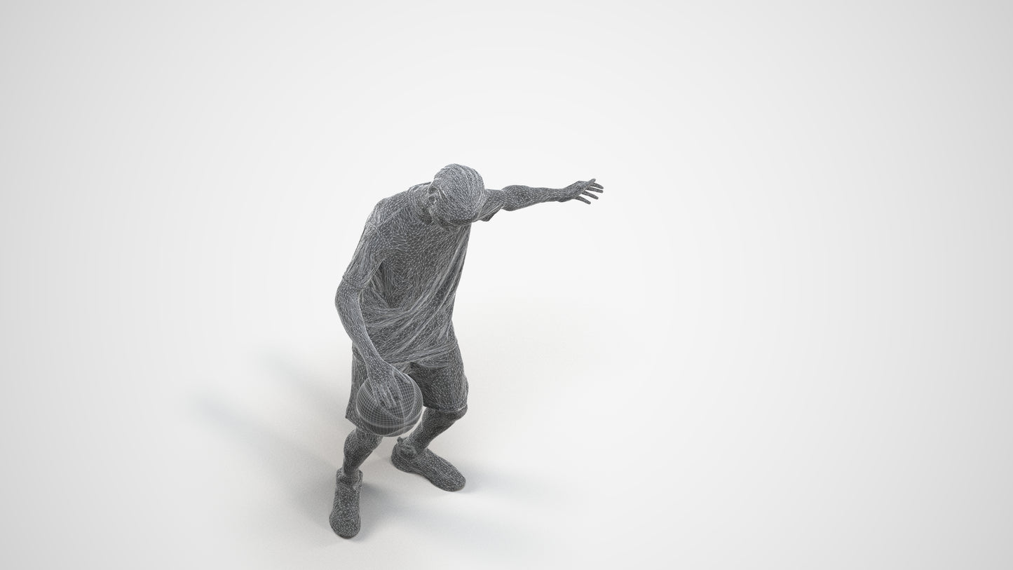 3D people model boy sport, scanned human for 3ds Max rendering, wireframe three-quarter view