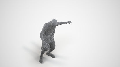 3D people model boy sport, scanned human for 3ds Max rendering, wireframe three-quarter view