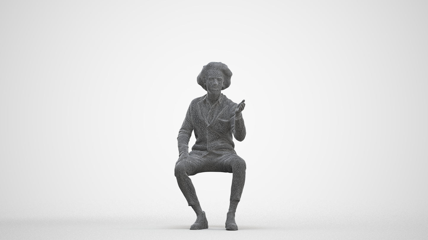 realistic 3D people man business sitting, render-ready for V-Ray and Corona, FBX OBJ, three-quarter front view render