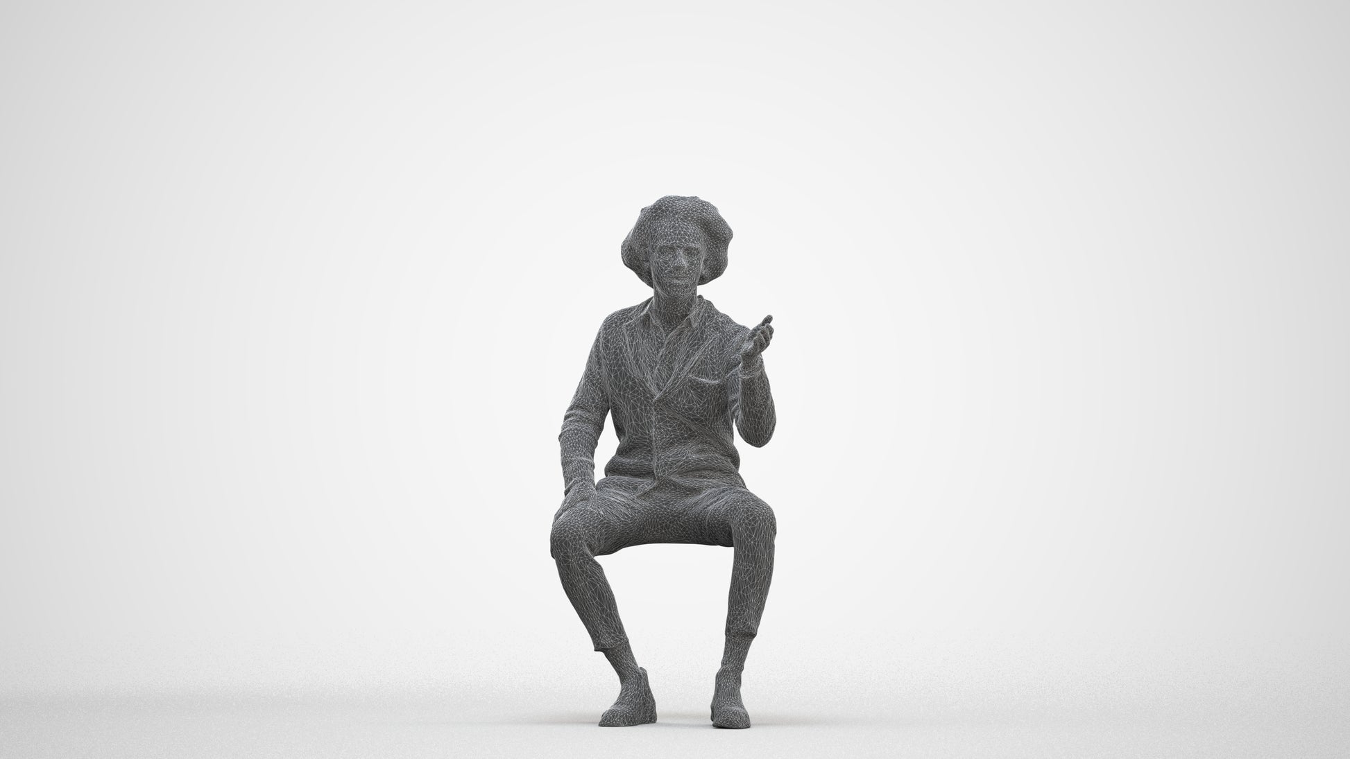 realistic 3D people man business sitting, render-ready for V-Ray and Corona, FBX OBJ, three-quarter front view render