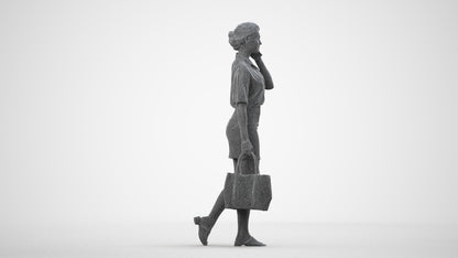 3D scanned woman shopping casual, photorealistic archviz people for Enscape and SketchUp, wireframe side view