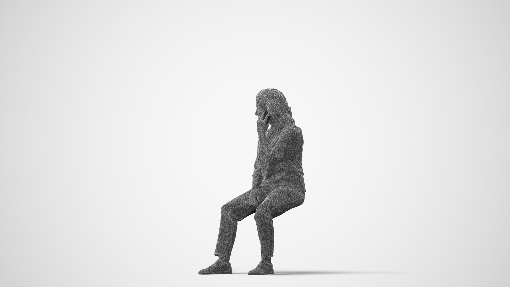 3D people model woman casual sitting, scanned human for 3ds Max rendering, square thumbnail