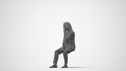 3D people model woman casual sitting, scanned human for 3ds Max rendering, square thumbnail