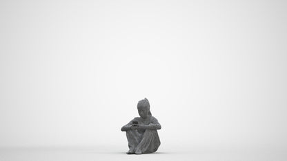 3D human model girl casual kids, photogrammetry scanned person for archviz, three-quarter front view render